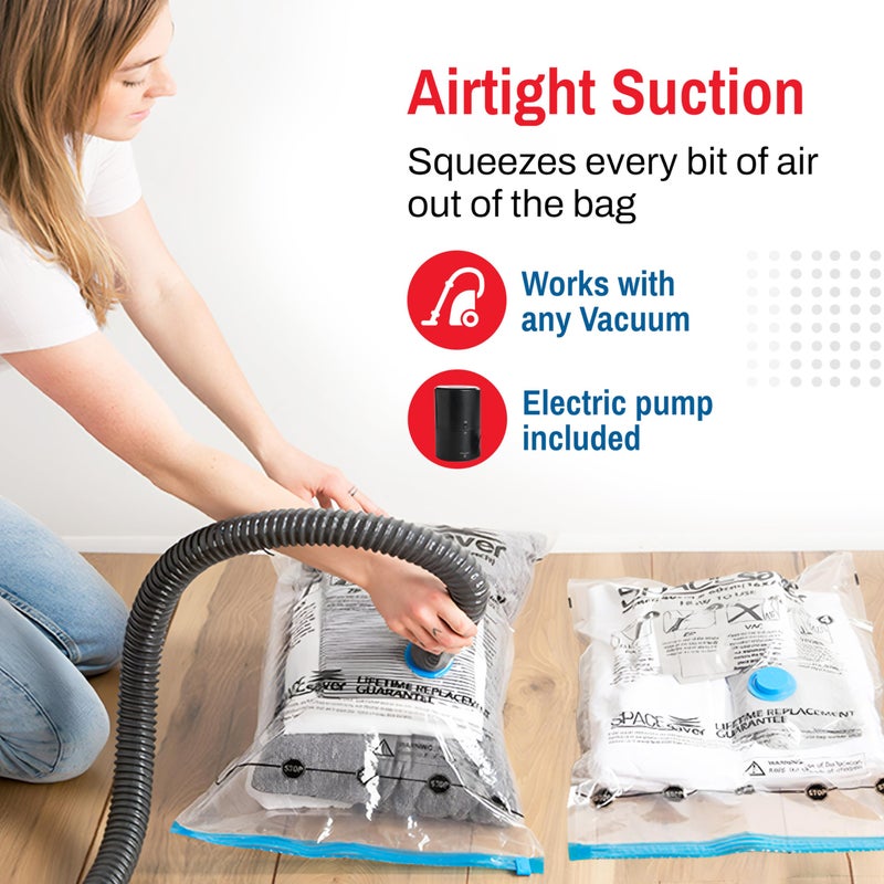 Spacesaver 10-Pack Variety Vacuum Storage Bags for Comforters, Blankets & Clothes â€“ Vacuum Sealed Compression Bags with Hand Pump â€“ Space Saver Storage Bags for Bedding,Travel & Organization (2S, 2M, 3L & 3XL) - Image 4